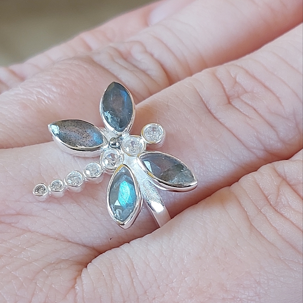 Labradorite Dragonfly Ring - Picture 3 of 8